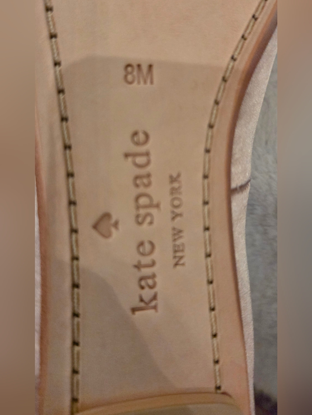 kate spade blush pink satin crystal bow ballet flats - Picture 2 of 6